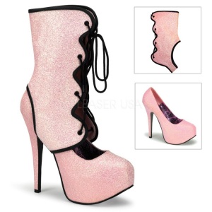 Rosa Scintillare 14,5 cm Burlesque TEEZE-31G Platform Calzature Dcollet
