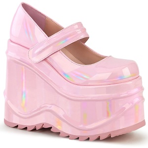 Rosa Vegano 15 cm WAVE-32 scarpe dcollet mary jane zeppa plateau