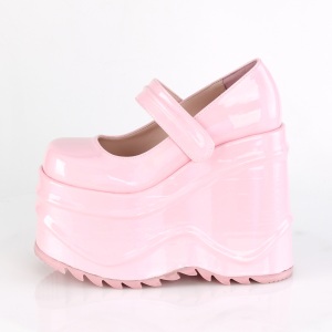 Rosa Vegano 15 cm WAVE-32 scarpe dcollet mary jane zeppa plateau