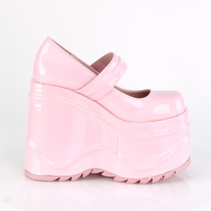 Rosa Vegano 15 cm WAVE-32 scarpe dcollet mary jane zeppa plateau