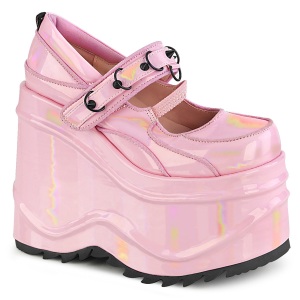 Rosa Vegano 15 cm WAVE-48 scarpe dcollet mary jane zeppa plateau