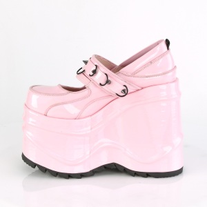 Rosa Vegano 15 cm WAVE-48 scarpe dcollet mary jane zeppa plateau