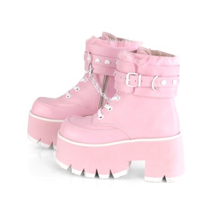 Rosa Vegano 9 cm ASHES-57 stivaletti lolita con tacco spesso e plateau