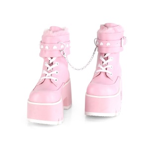 Rosa Vegano 9 cm ASHES-57 stivaletti lolita con tacco spesso e plateau