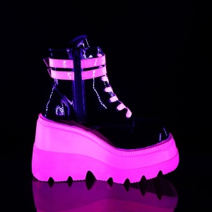 Rosa neon 11,5 cm SHAKER-52 stivaletti cyberpunk con plateau