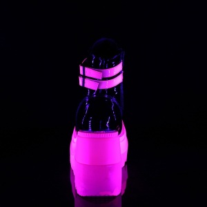 Rosa neon 11,5 cm SHAKER-52 stivaletti cyberpunk con plateau