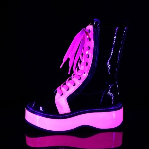 Rosa neon 5 cm EMILY-350 stivaletti cyberpunk con plateau