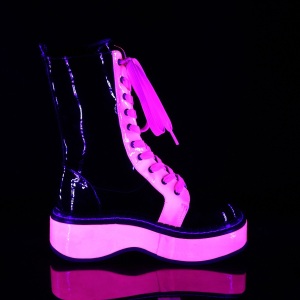 Rosa neon 5 cm EMILY-350 stivaletti cyberpunk con plateau