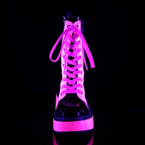 Rosa neon 5 cm EMILY-350 stivaletti cyberpunk con plateau