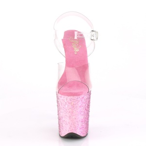 Rosa scintillare 20 cm FLAMINGO-808CF scarpe con tacchi da pole dance