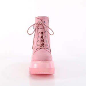 Rosa suede 11,5 cm SHAKER-52 demoniacult stivaletti con zeppa e plateau