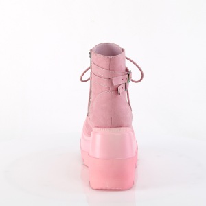 Rosa suede 11,5 cm SHAKER-52 demoniacult stivaletti con zeppa e plateau