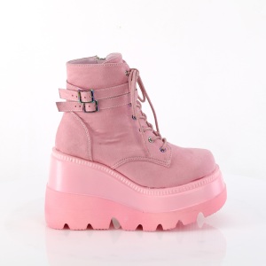 Rosa suede 11,5 cm SHAKER-52 demoniacult stivaletti con zeppa e plateau