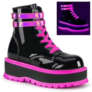 Rose neon 5 cm SLACKER-52 cyberpunk platform ankle boots