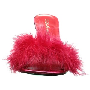Rosso 10 cm CLASSIQUE-01F ciabatta donna con piume di marabu
