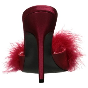 Rosso 10 cm CLASSIQUE-01F ciabatta donna con piume di marabu