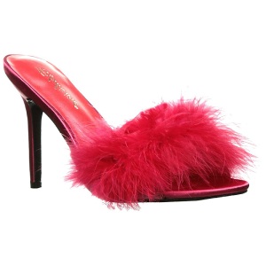 Rosso 10 cm CLASSIQUE-01F ciabatta donna con piume di marabu