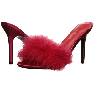 Rosso 10 cm CLASSIQUE-01F ciabatta donna con piume di marabu