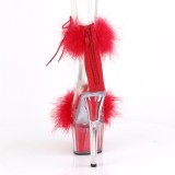 Rosso 18 cm ADORE-724F sandalo tacco alto con piume exotic pole