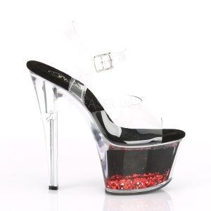 Rosso 18 cm SKY-308WHG scintillare plateau sandali donna con tacco