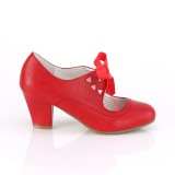 Rosso 6,5 cm WIGGLE-32 retro vintage scarpe décolleté maryjane tacco spesso