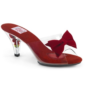 Rosso 7,5 cm BELLE-301BOW Pinup scarpe ciabattine con farfallino