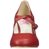Rosso 7,5 cm retro vintage FLAPPER-35 Pinup scarpe décolleté con tacchi bassi