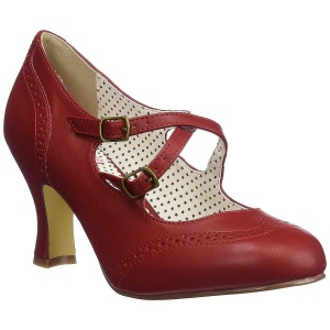 Rosso 7,5 cm retro vintage FLAPPER-35 Pinup scarpe dcollet con tacchi bassi