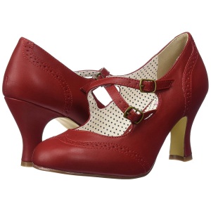 Rosso 7,5 cm retro vintage FLAPPER-35 Pinup scarpe dcollet con tacchi bassi