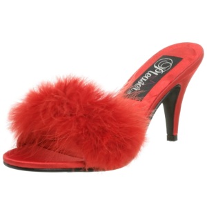 Rosso 8 cm AMOUR-03 piume di marabu Mules Scarpe