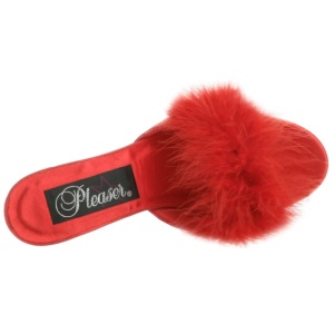 Rosso 8 cm AMOUR-03 piume di marabu Mules Scarpe