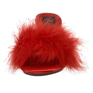 Rosso 8 cm BELLE-301F piume di marabu Mules Scarpe