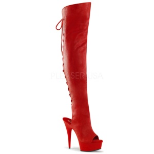 Rosso Ecopelle 15 cm DELIGHT-3019 plateau suola stivali alti lunghi con tacco