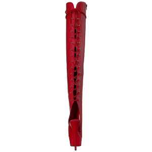 Rosso Ecopelle 15 cm DELIGHT-3019 plateau suola stivali alti lunghi con tacco
