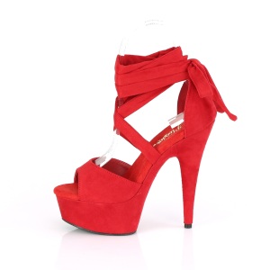 Rosso Ecopelle 15 cm DELIGHT-679 Sandali piattaforma con lacci alla caviglia
