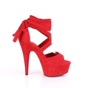 Rosso Ecopelle 15 cm DELIGHT-679 Sandali piattaforma con lacci alla caviglia