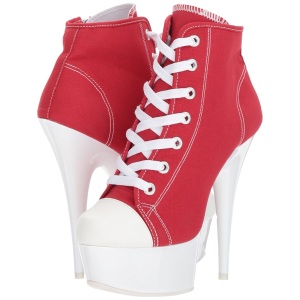 Rosso Neon 15 cm DELIGHT-600SK-02 Scarpe da ginnastica con tacco in tela
