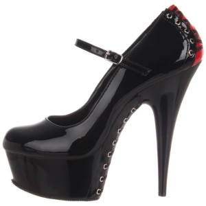 Rosso Nero 15,5 cm DELIGHT-687FH Mary Jane Scarpe Dcollet