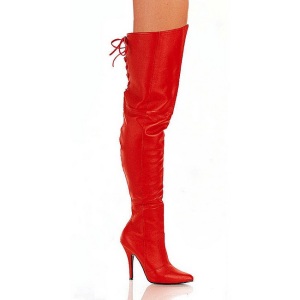 Rosso Pelle 13 cm LEGEND-8899 stivali overknee tacco alto