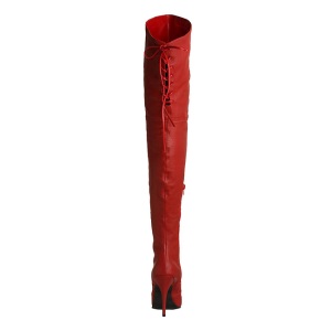 Rosso Pelle 13 cm LEGEND-8899 stivali overknee tacco alto