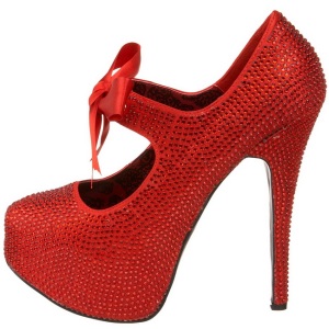 Rosso Strass Cristallo 14,5 cm Burlesque TEEZE-04R Plateau Scarpe Dcollet