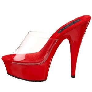 Rosso Trasparente 15,5 cm DELIGHT-601 Plateau Mules Alte