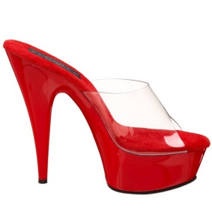 Rosso Trasparente 15,5 cm DELIGHT-601 Plateau Mules Alte