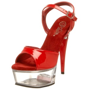 Rosso Trasparente 15 cm CAPTIVA-609 Plateau Tacchi Alti a Spillo