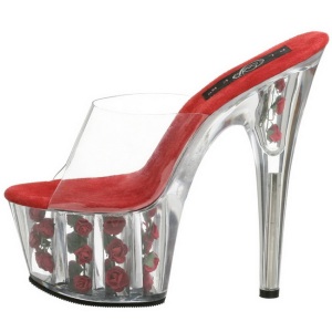 Rosso Trasparente 18 cm ADORE-701FL Plateau Mules Alte