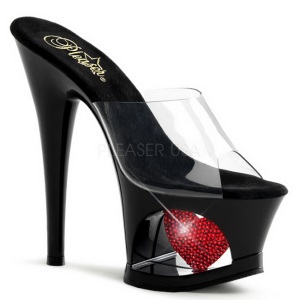 Rosso Trasparente 18 cm Pleaser MOON-701HRS Plateau Mules Alte