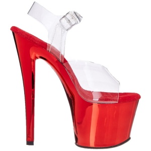 Rosso Trasparente 18 cm SKY-308 Plateau Tacchi Alti a Spillo