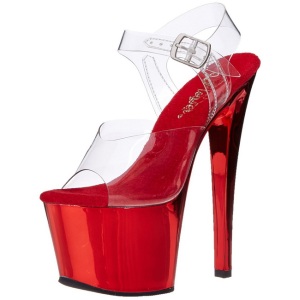 Rosso Trasparente 18 cm SKY-308 Plateau Tacchi Alti a Spillo