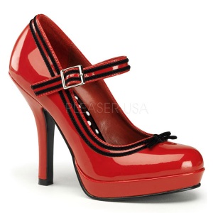 Rosso Vernice 12 cm PINUP SECRET-15 Mary Jane Plateau Scarpe Dcollet