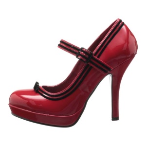 Rosso Vernice 12 cm PINUP SECRET-15 Mary Jane Plateau Scarpe Dcollet